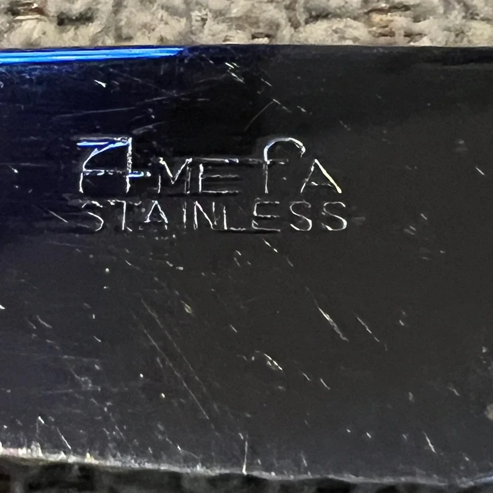 Amefa Stainless Steel Dinner Knife Vintage Leaf Scroll Handle Flatware Silver